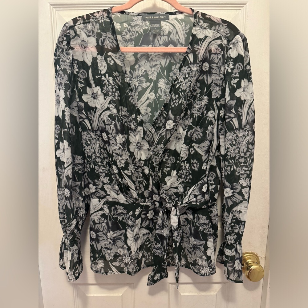 Floral Faux Wrap Blouse
